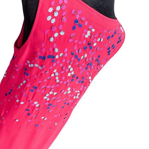 2/$25 Badgley Mischka Pink Embellished Shift Dress Girly Embroidered Size 6 - Picture 6 of 11